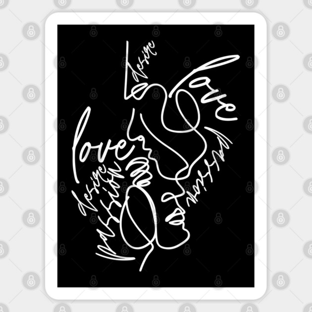 Abstract Love and Passion Faces One Line Art Sticker by TuncGK