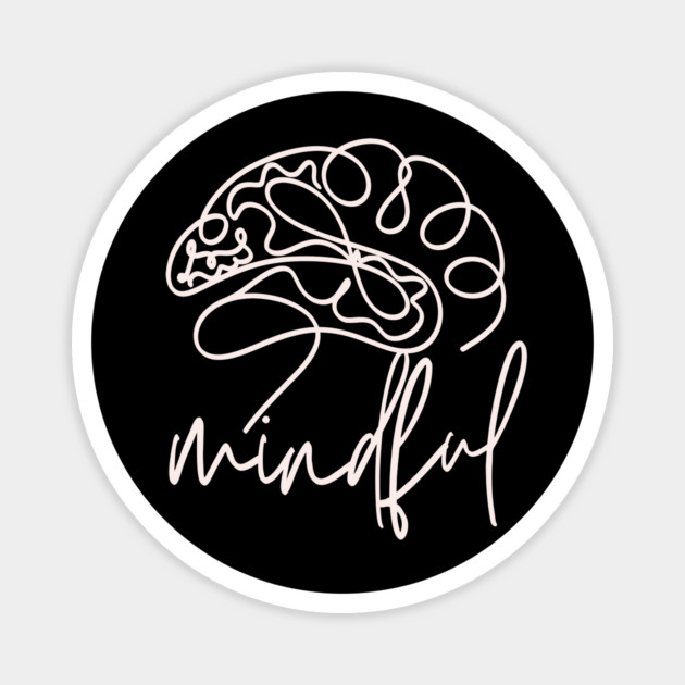 Mindful Brain Line Art for Meditation and Yoga Magnet by TuncGK