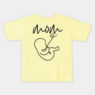 New Mom and Baby Minimalist Line Art Gift Kids T-Shirt