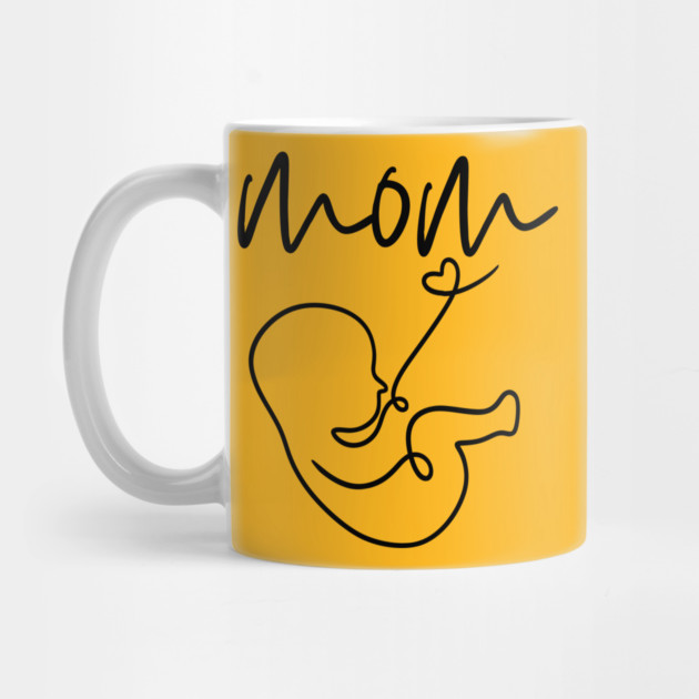 New Mom and Baby Minimalist Line Art Gift by TuncGK
