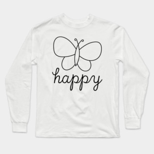 Cute Happy Butterfly Doodle for Positive Vibes Long Sleeve T-Shirt