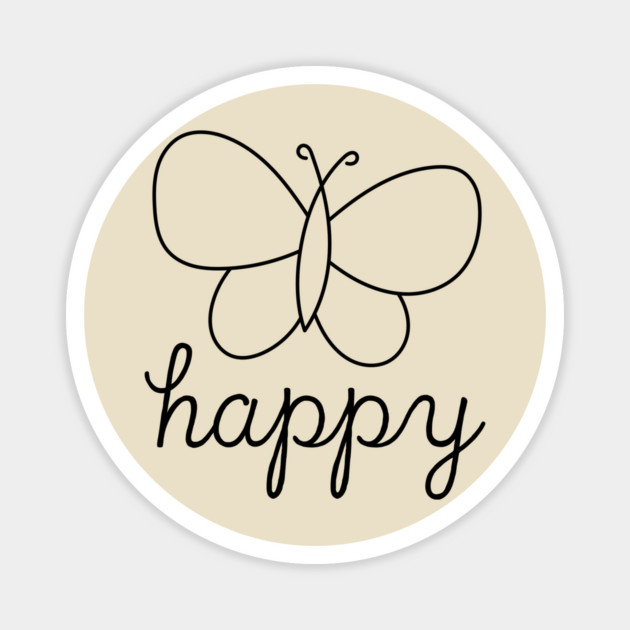 Cute Happy Butterfly Doodle for Positive Vibes Magnet by TuncGK