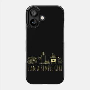Simple Girl Loves Books and Wine Funny Quote Phone Case