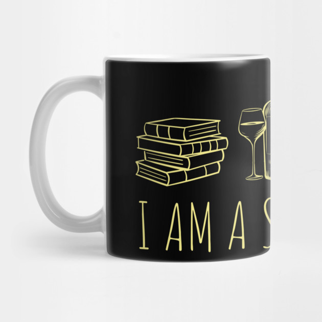 Simple Girl Loves Books and Wine Funny Quote by TuncGK