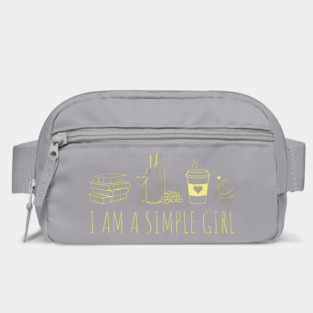 Simple Girl Loves Books and Wine Funny Quote Bag