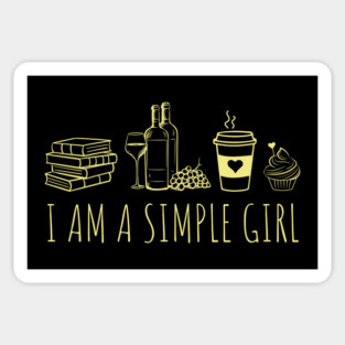 Simple Girl Loves Books and Wine Funny Quote Sticker