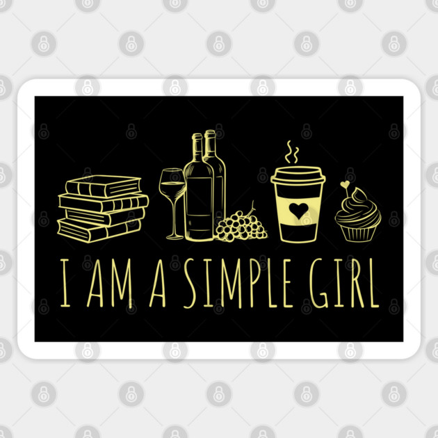 Simple Girl Loves Books and Wine Funny Quote Sticker by TuncGK