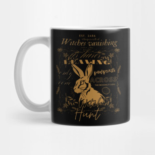 Botanical Hare with 1486 Witch Hunt Folklore in Vintage Brown and Black Style Mug