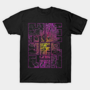 Medellin, Colombia City Map Typography - Neon T-Shirt