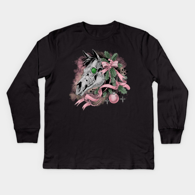 Mari Lwyd Kids Long Sleeve T-Shirt by H. R. Sinclair