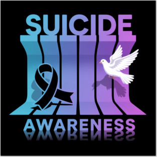 Womens Suicide Prevention Awareness Ribbon Semicolon Depression Posters and Art