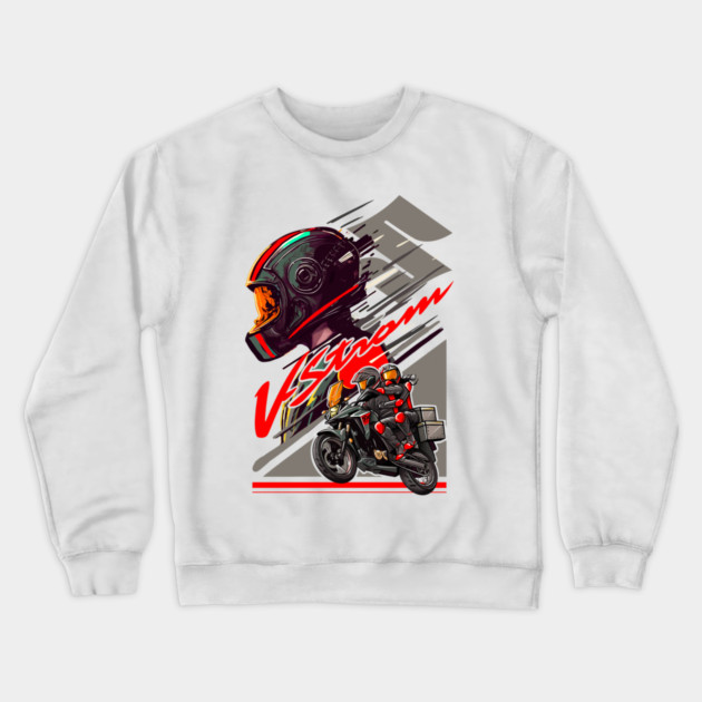 Suzuki V-Strom Adventure Motorcycle Art Crewneck Sweatshirt by monsalveautos