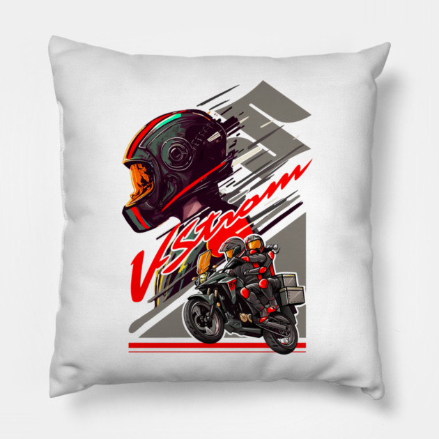 Suzuki V-Strom Adventure Motorcycle Art Pillow by monsalveautos