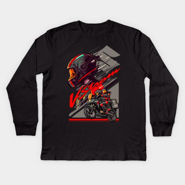 Suzuki V-Strom Adventure Motorcycle Art Kids Long Sleeve T-Shirt by monsalveautos