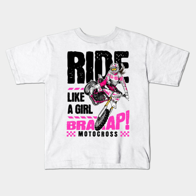Ride girl dirt bike motocross Kids T-Shirt by monsalveautos