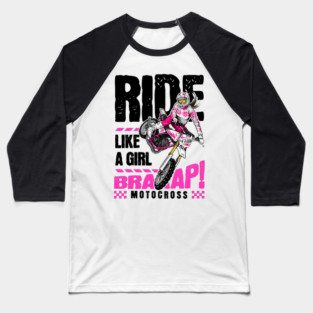 Ride girl dirt bike motocross Baseball T-Shirt