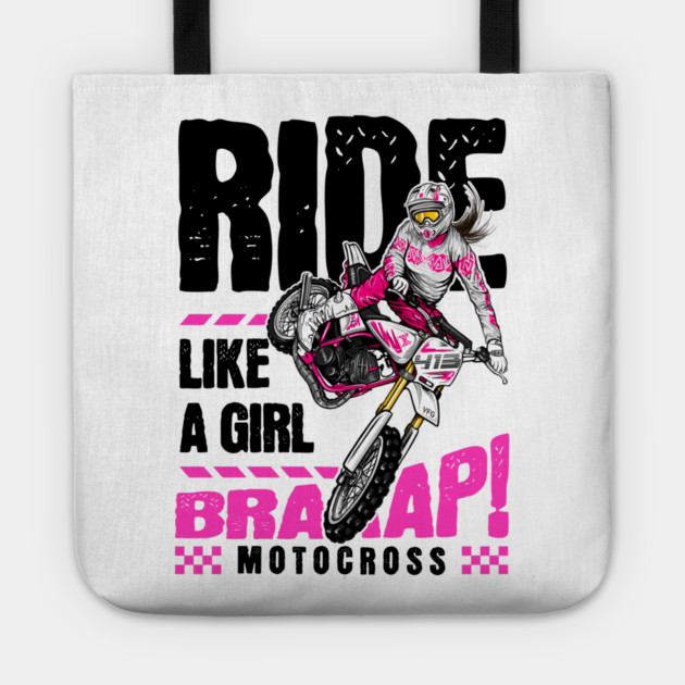 Ride girl dirt bike motocross Tote by monsalveautos
