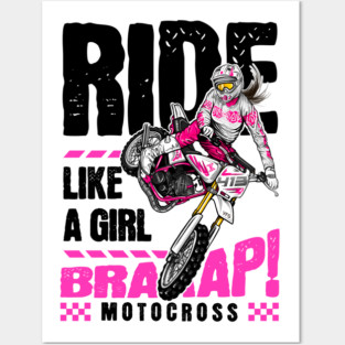 Ride girl dirt bike motocross Posters and Art