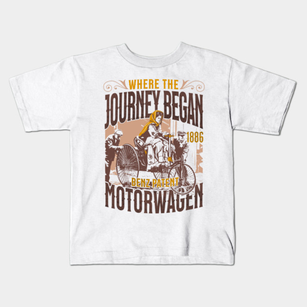 Benz Patent-Motorwagen 1886 Illustration | First Car in History Art Print Kids T-Shirt by monsalveautos