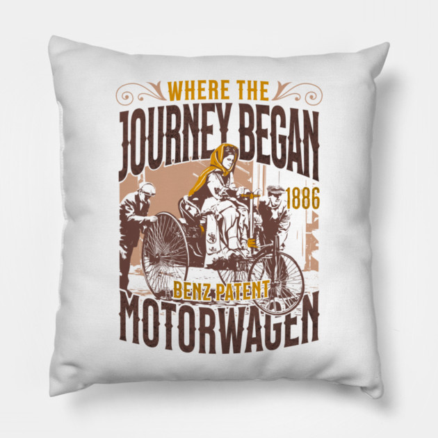 Benz Patent-Motorwagen 1886 Illustration | First Car in History Art Print Pillow by monsalveautos