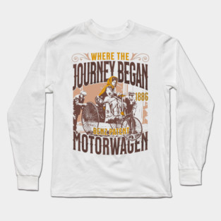 Benz Patent-Motorwagen 1886 Illustration | First Car in History Art Print Long Sleeve T-Shirt