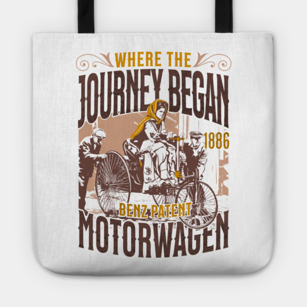 Benz Patent-Motorwagen 1886 Illustration | First Car in History Art Print Tote by monsalveautos