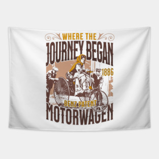 Benz Patent-Motorwagen 1886 Illustration | First Car in History Art Print Tapestry