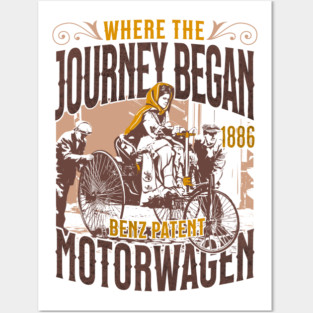Benz Patent-Motorwagen 1886 Illustration | First Car in History Art Print Posters and Art