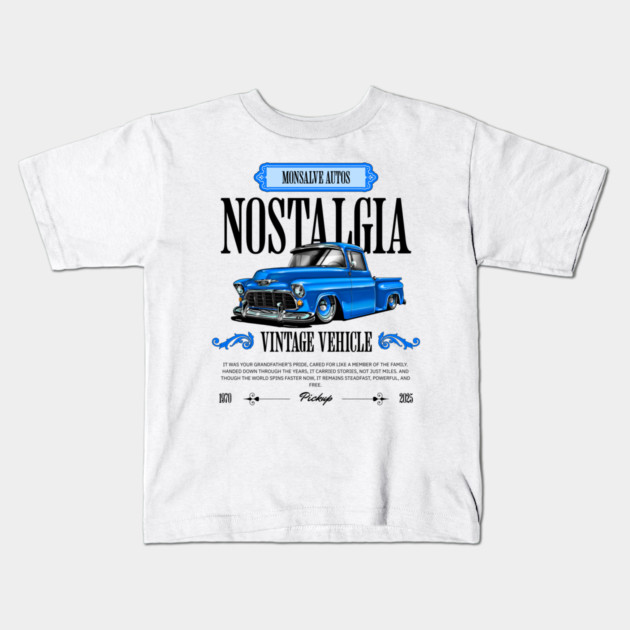 Classic American Pickup Truck Illustration Kids T-Shirt by monsalveautos