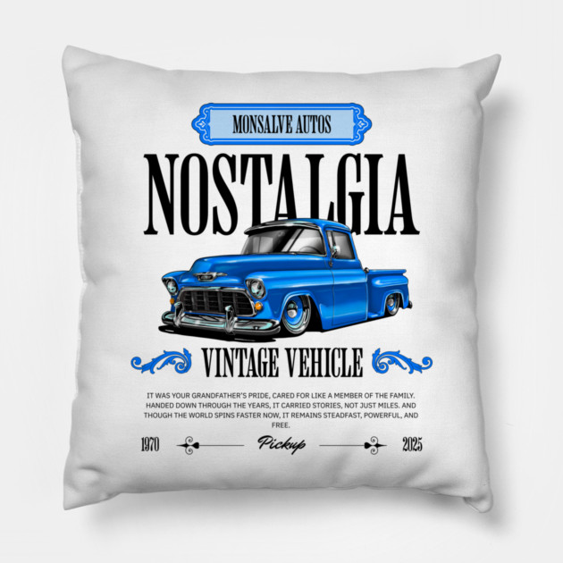 Classic American Pickup Truck Illustration Pillow by monsalveautos
