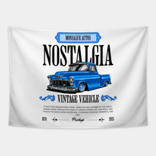 Classic American Pickup Truck Illustration Tapestry