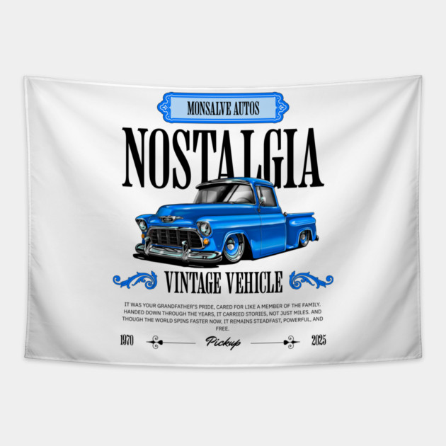 Classic American Pickup Truck Illustration Tapestry by monsalveautos