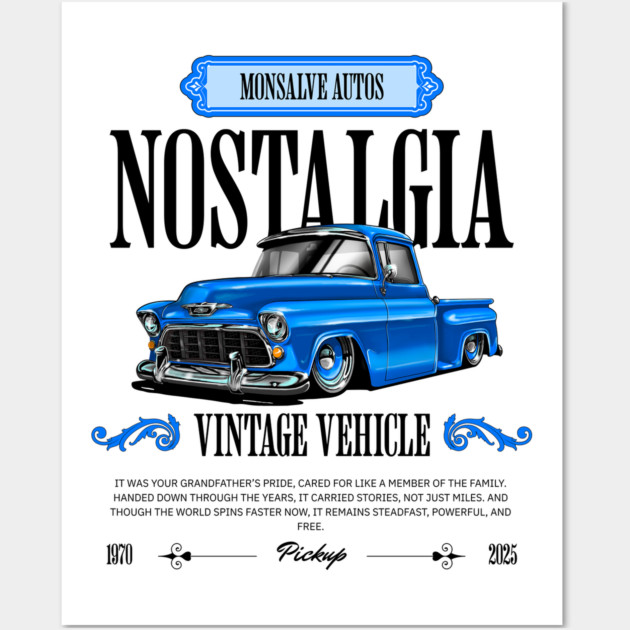 Classic American Pickup Truck Illustration Wall Art by monsalveautos
