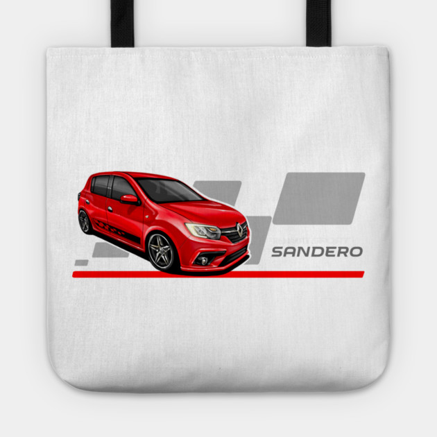 Renault sandero sport red car illustration | Dacia sandero Tote by monsalveautos