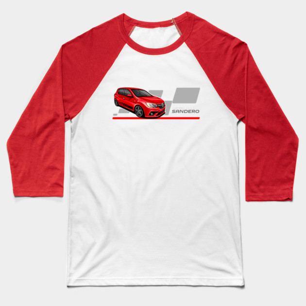 Renault sandero sport red car illustration | Dacia sandero Baseball T-Shirt by monsalveautos