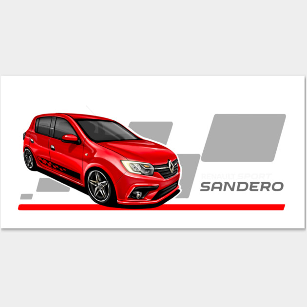 Renault sandero sport red car illustration | Dacia sandero Wall Art by monsalveautos