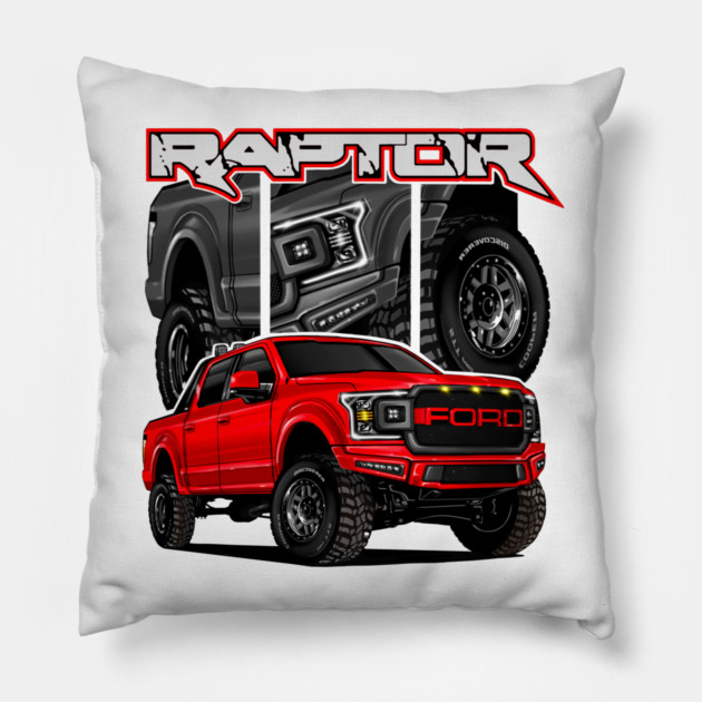 Ford Raptor red Pillow by monsalveautos