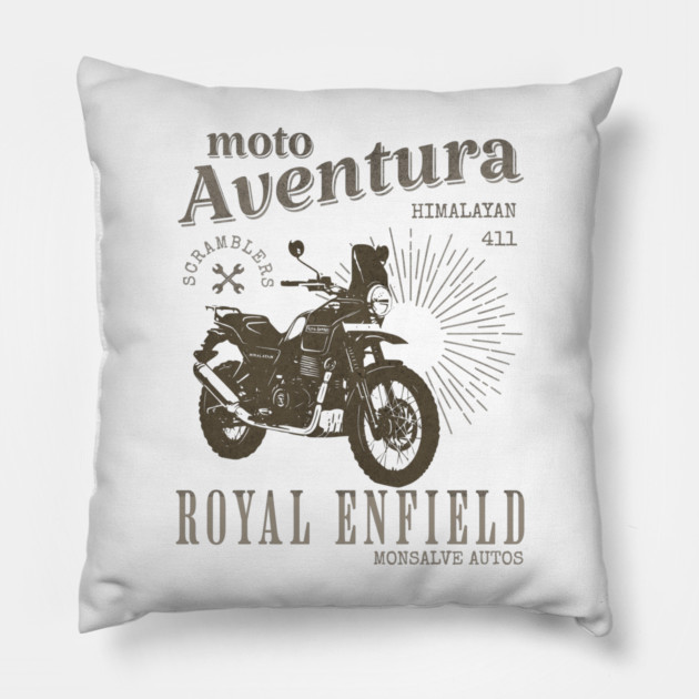 ROYAL ENFIELD HIMALAYAN 411 classic motorcycle Pillow by monsalveautos