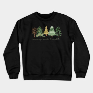 Merry and Bright Christmas Tree Design Crewneck Sweatshirt