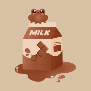 Kawaii Chocolate Milk Frog Cute Dessert Drink Illustration T-Shirt
