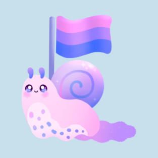 Kawaii Snail with Bisexual Pride Flag Cute Pastel LGBTQ+ Illustration T-Shirt