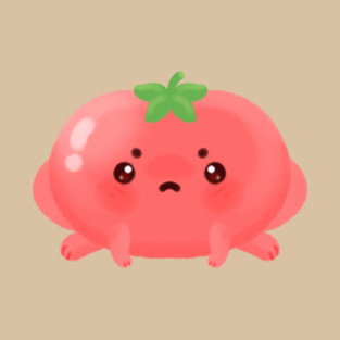 Kawaii Tomato Frog Cute Grumpy Amphibian Illustration T-Shirt