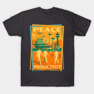 Mars colony science fiction space travel mid century kitschy propaganda T-Shirt