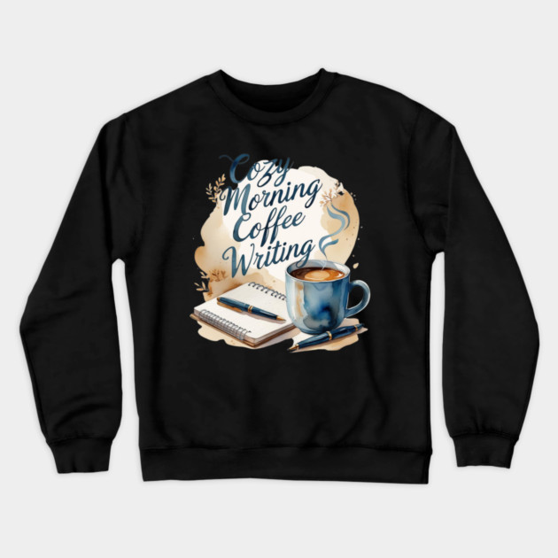 Morning Coffee Writing Ritual Crewneck Sweatshirt by SR8891