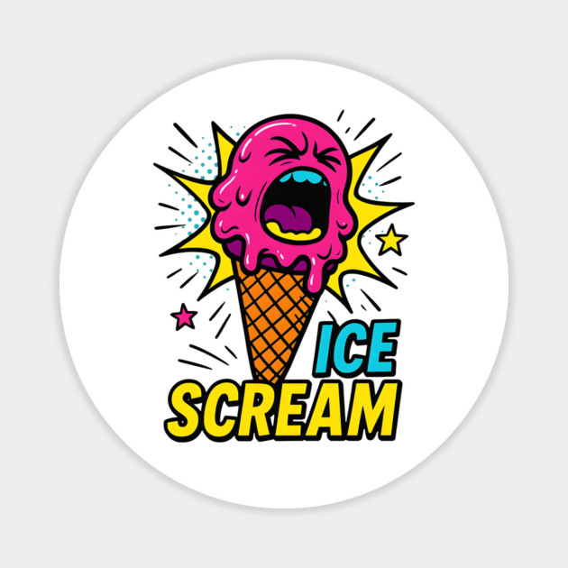 Ice Scream Funny Comic-Style Summer Gift Magnet by Groovy Outfits