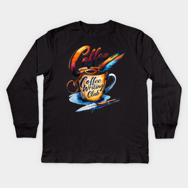 Coffee Writing Club lovers Kids Long Sleeve T-Shirt by SR8891