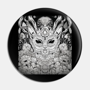 Intricate Forest Spirit Animal Art | Detailed Dark Fantasy Creature Illustration | Mystical Woodland Beast Design Pin