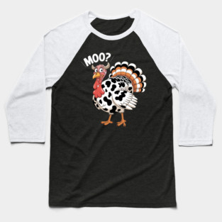 Turkey Moo Funny Thanksgiving Baseball T-Shirt