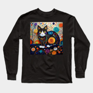 Klimt Cat in Flower Garden Long Sleeve T-Shirt