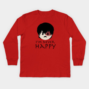 Prince Zuko Angry Emoji 3 "I'm Never Happy" Kids Long Sleeve T-Shirt